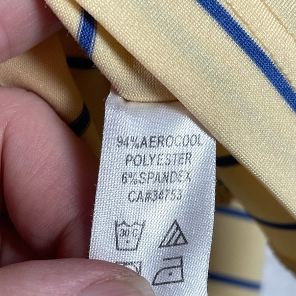 Fairway & Greene Mens Golf Polo Shirt Size L Yellow Blue Striped Short Sleeve‎ - Picture 5 of 7